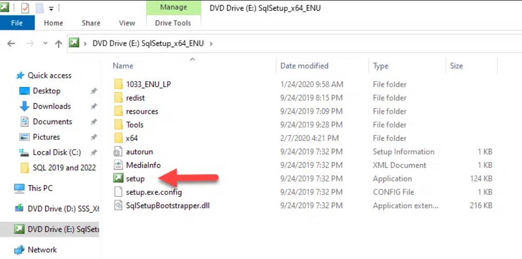 نصب SQL Server